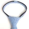 Fashion Chambray Blue Cotton Zipper Kids Tie